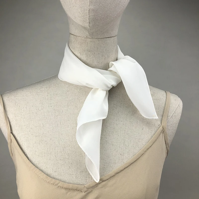 Ascot Neck Scarf - New Women Silk Scarf Square Neck