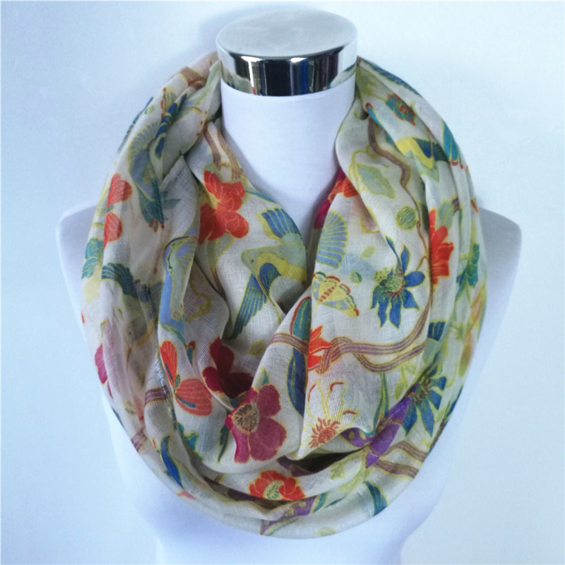New Magpie Bird print Viscose  - Infinity Scarf Knit review and price