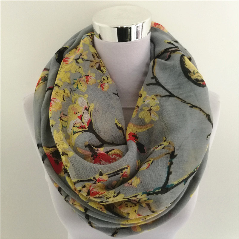 New Magpie Bird print Viscose  - Infinity Scarf Knit review and price