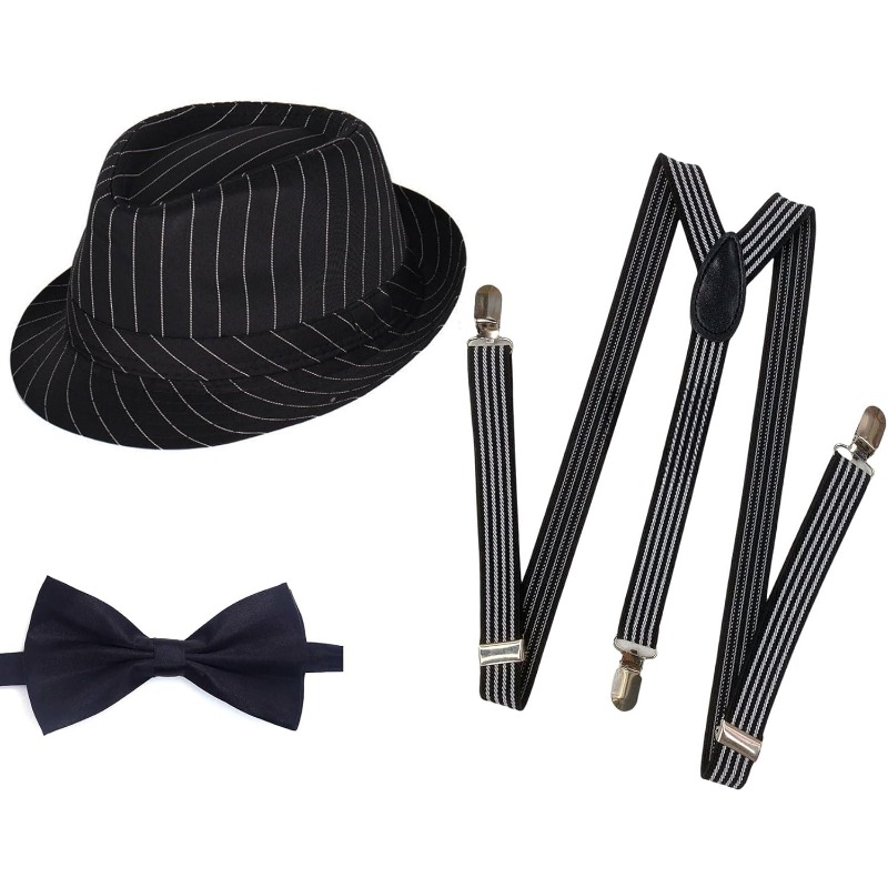 1920s Mens Costume Fedora Hat  - Bow Tie Pre Tied review and price