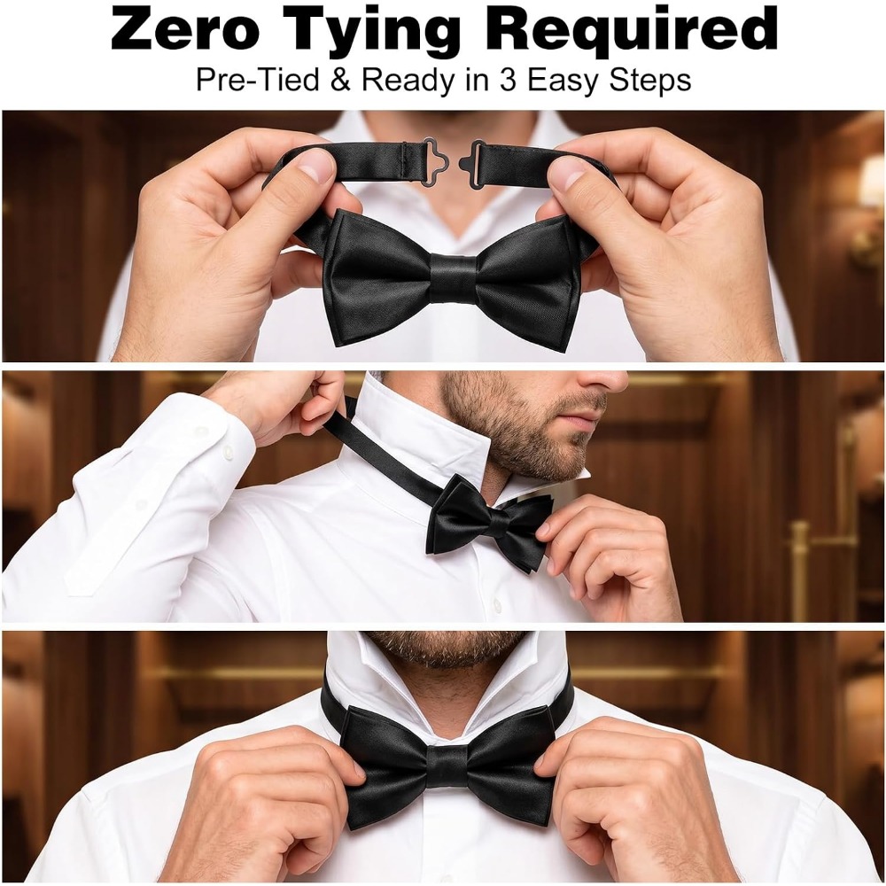 2-Piece Black Bow Ties, Pre-Ti - Bow Tie Pre Tied review and price