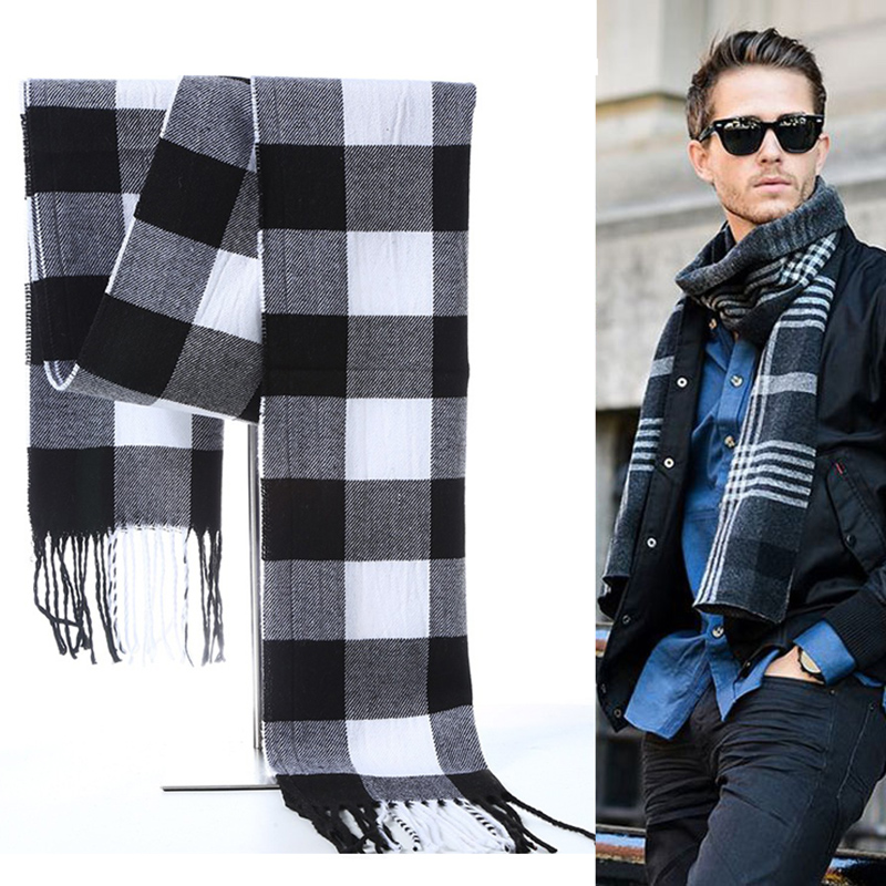 Winter Men Scarf Plaid Stripe  - Muffler Men Wool review and price