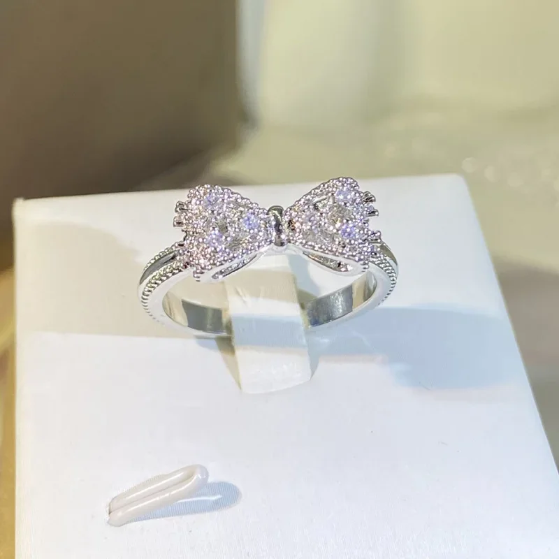 Fancy Bow Ring with Dazzling C - Tie Clip Silver review and price