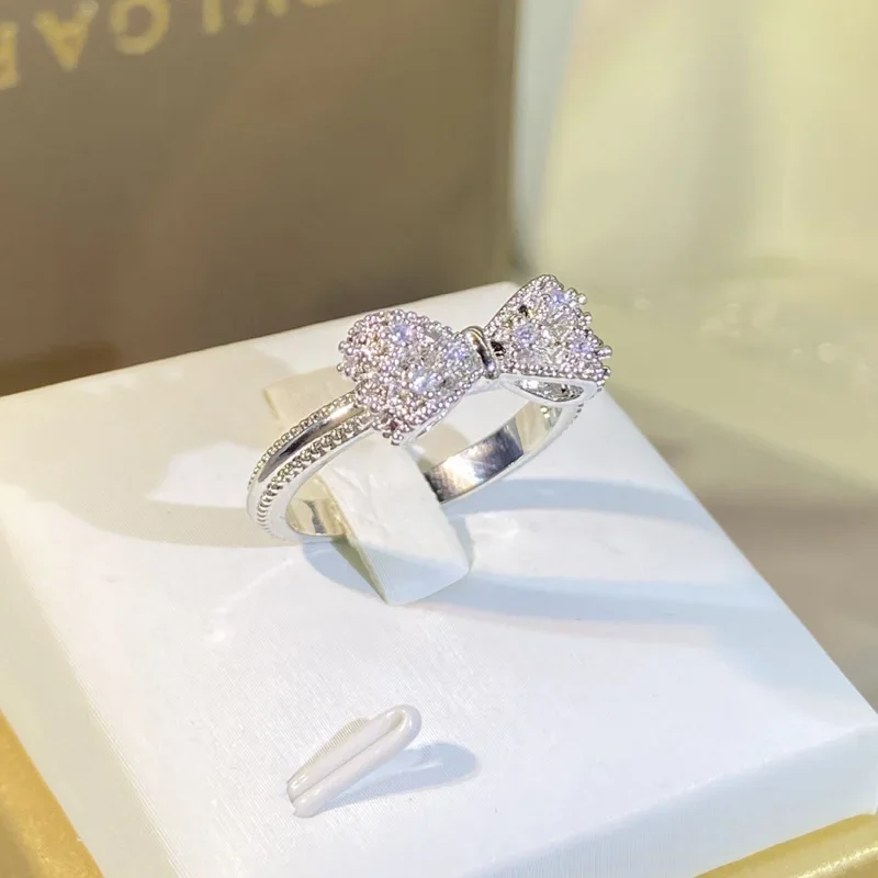 Fancy Bow Ring with Dazzling C - Tie Clip Silver review and price