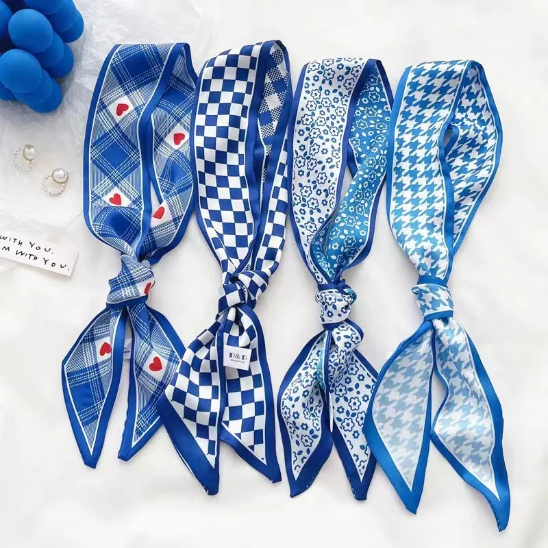 Klein blue silk scarf new chec - Ascot Neck Scarf review and price